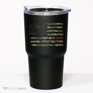 Camouflage American Flag Husband Dad Protector Hero Father Tumbler