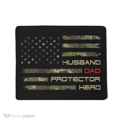 Camouflage American Flag Husband Dad Protector Hero Father Mousepad