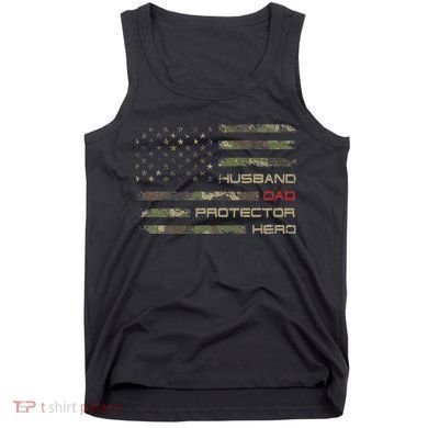 Camouflage American Flag Husband Dad Protector Hero Father Tank Top