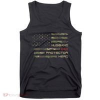 Camouflage American Flag Husband Dad Protector Hero Father Tank Top thumb 0