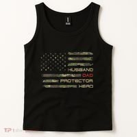Camouflage American Flag Husband Dad Protector Hero Father Tank Top thumb 2