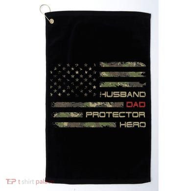 Camouflage American Flag Husband Dad Protector Hero Father Golf Towel