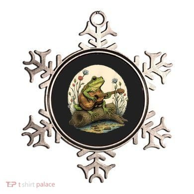 Cottagecore Aesthetic Frog Playing Banjo On Mushroom Ornament