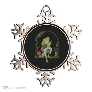 Cottagecore Aesthetic Frog Playing Banjo on Mushroom Cute Ornament