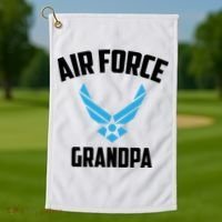 Cool Air Force Grandpa Gift Proud Us Military Veteran Gift Golf Towel thumb 1