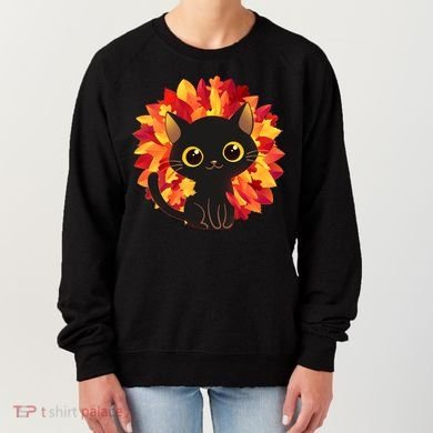 Cute Autumn Fall Black Cat Women's Sweatshirt