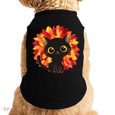 Cute Autumn Fall Black Cat Doggie Tank