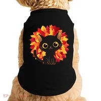 Cute Autumn Fall Black Cat Doggie Tank thumb 0