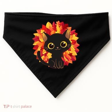 Cute Autumn Fall Black Cat USA-Made Doggie Bandana