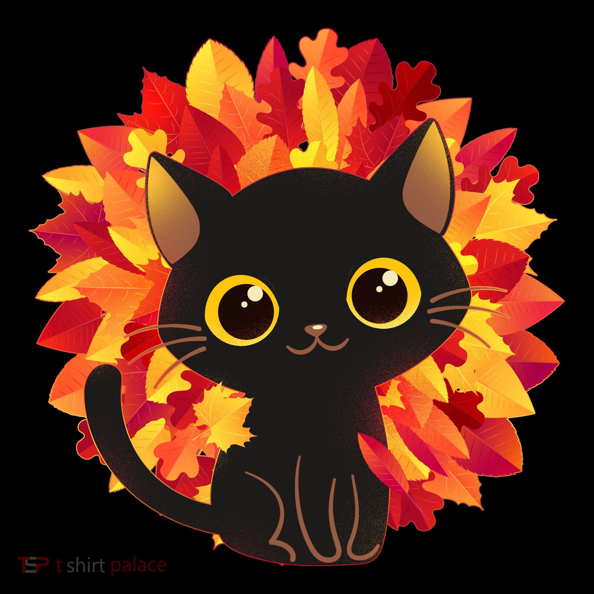Cute Autumn Fall Black Cat USA-Made Doggie Bandana