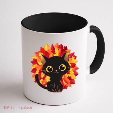 Cute Autumn Fall Black Cat Coffee Mug back