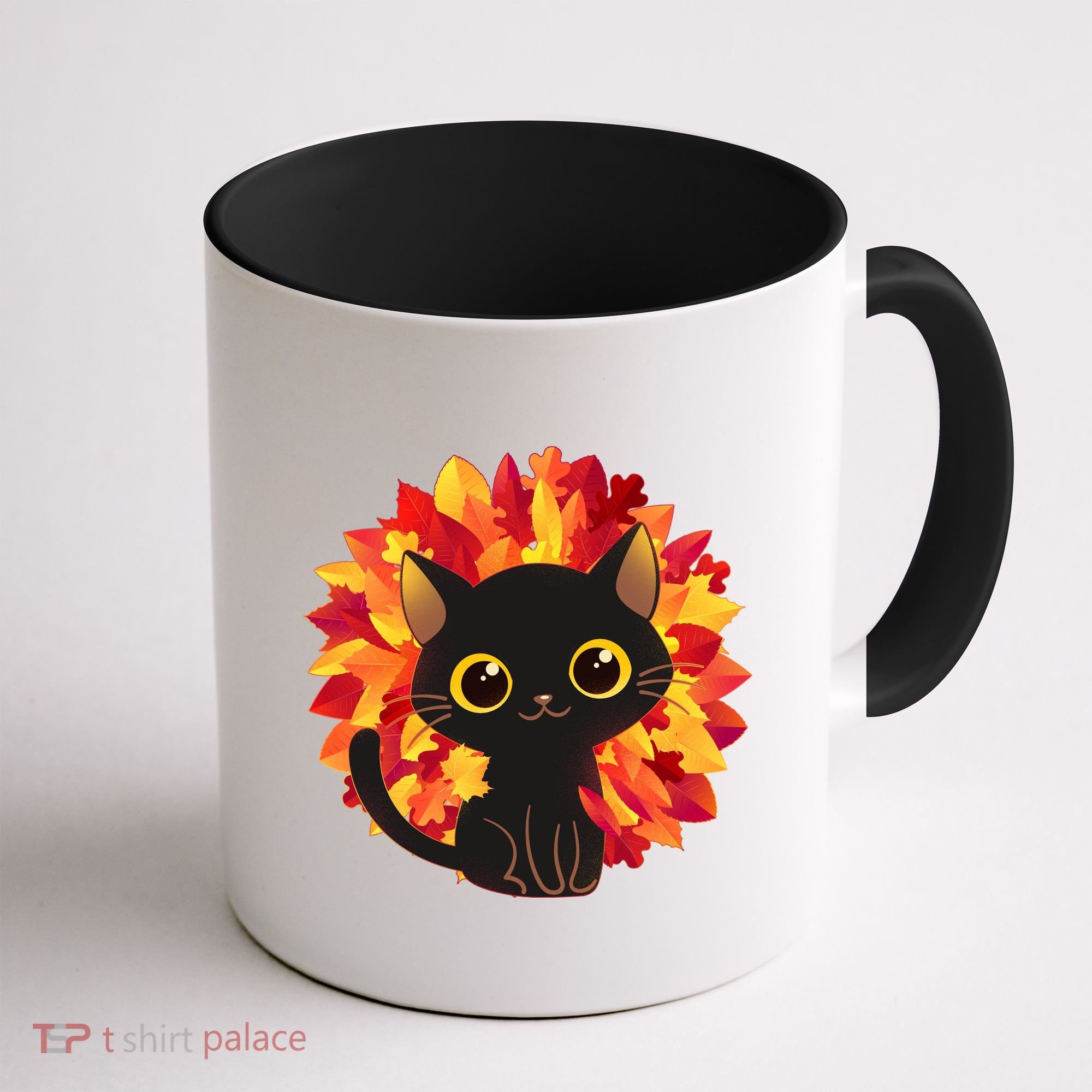 Cute Autumn Fall Black Cat Coffee Mug