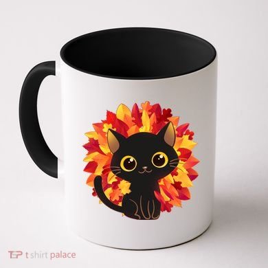 Cute Autumn Fall Black Cat Coffee Mug