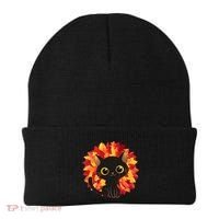 Cute Autumn Fall Black Cat Beanie thumb 0