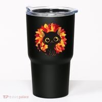 Cute Autumn Fall Black Cat Tumbler thumb 0