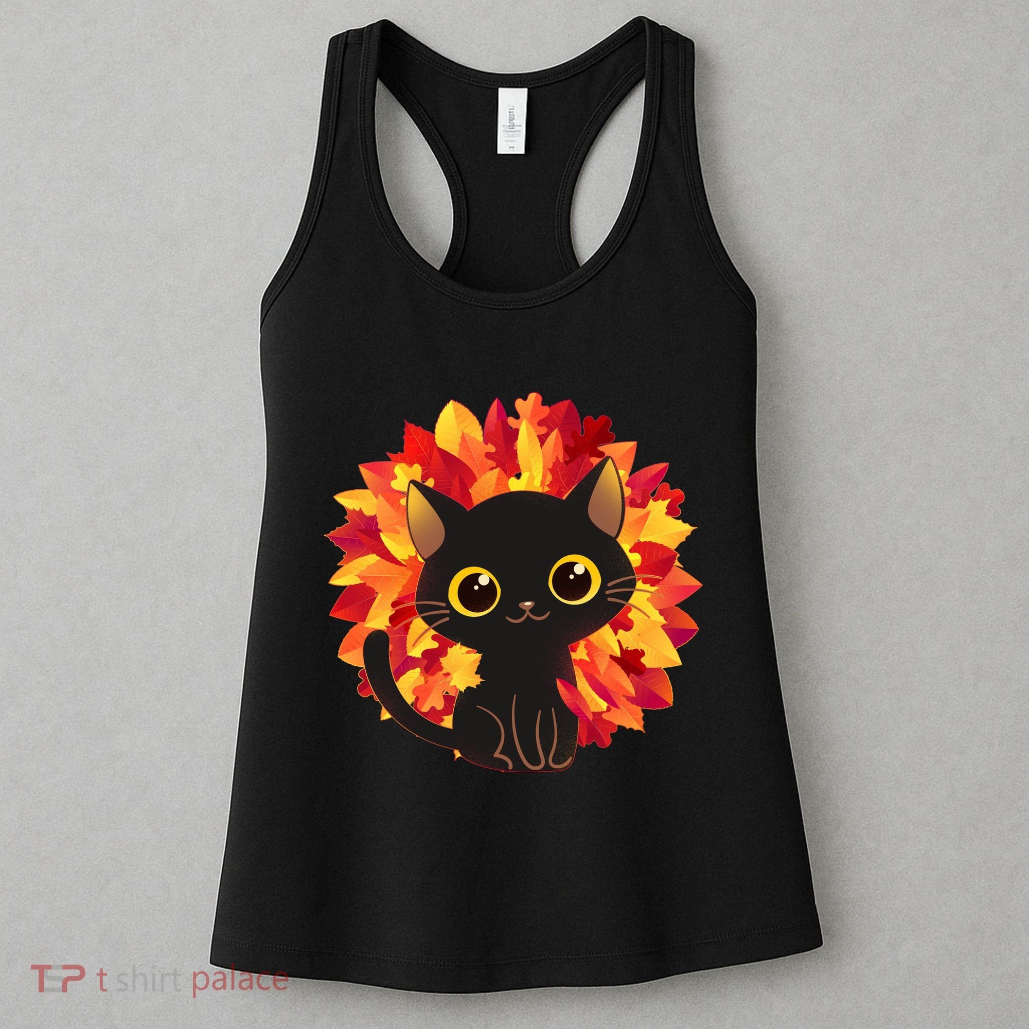 Cute Autumn Fall Black Cat Women's Tank Top