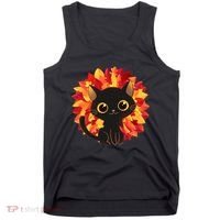 Cute Autumn Fall Black Cat Tank Top thumb 0