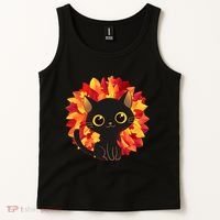 Cute Autumn Fall Black Cat Tank Top thumb 2