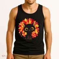 Cute Autumn Fall Black Cat Tank Top thumb 3