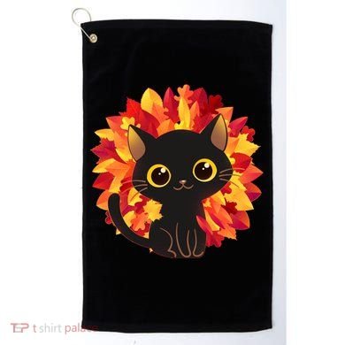 Cute Autumn Fall Black Cat Golf Towel