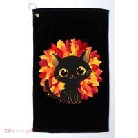 Cute Autumn Fall Black Cat Golf Towel thumb 0
