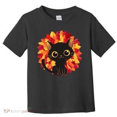 Cute Autumn Fall Black Cat Toddler T-Shirt