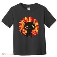 Cute Autumn Fall Black Cat Toddler T-Shirt thumb 0