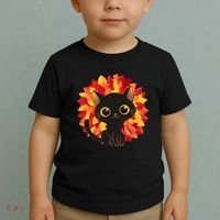 Cute Autumn Fall Black Cat Toddler T-Shirt thumb 2