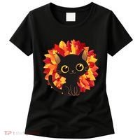 Cute Autumn Fall Black Cat Women's T-Shirt thumb 0