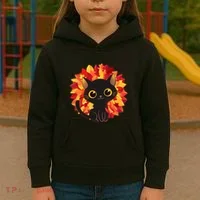 Cute Autumn Fall Black Cat Kids Hoodie thumb 3