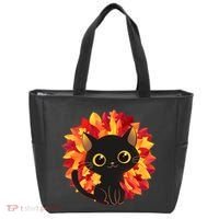Cute Autumn Fall Black Cat Tote Bag thumb 0