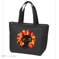 Cute Autumn Fall Black Cat Tote Bag thumb 3