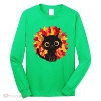 Cute Autumn Fall Black Cat Long Sleeve Shirt thumb 0