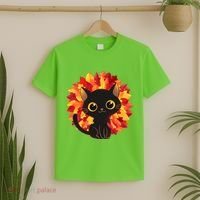 Cute Autumn Fall Black Cat T-Shirt thumb 2