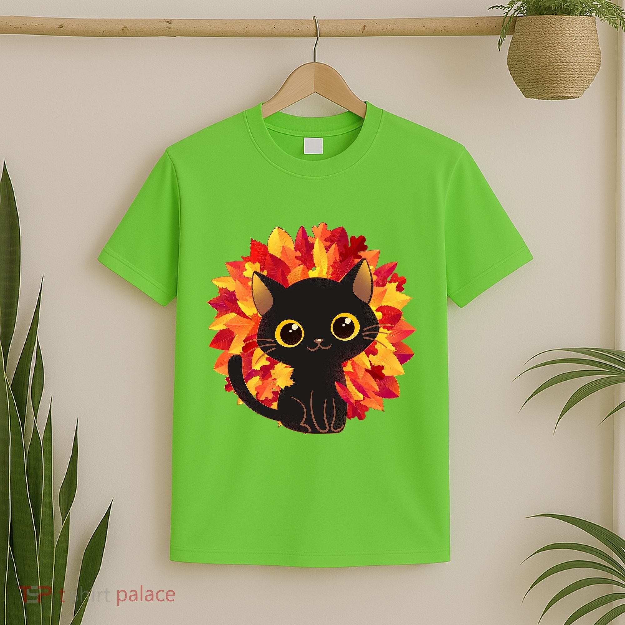 Cute Autumn Fall Black Cat T-Shirt