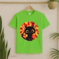 Cute Autumn Fall Black Cat T-Shirt thumb 2