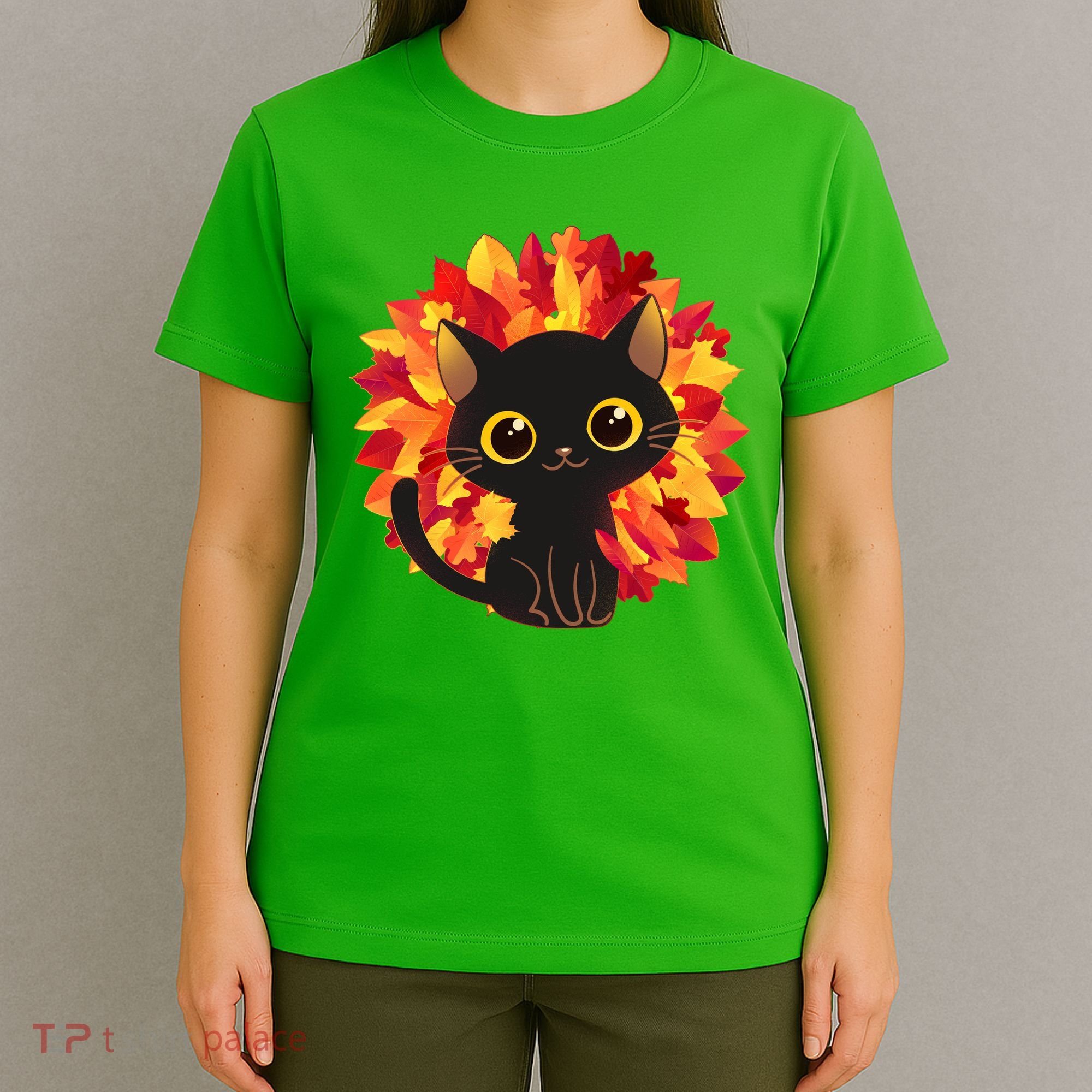 Cute Autumn Fall Black Cat T-Shirt