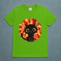 Cute Autumn Fall Black Cat T-Shirt thumb 5