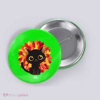 Cute Autumn Fall Black Cat Button thumb 0
