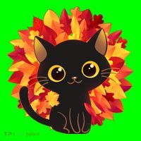 Cute Autumn Fall Black Cat Button thumb 1