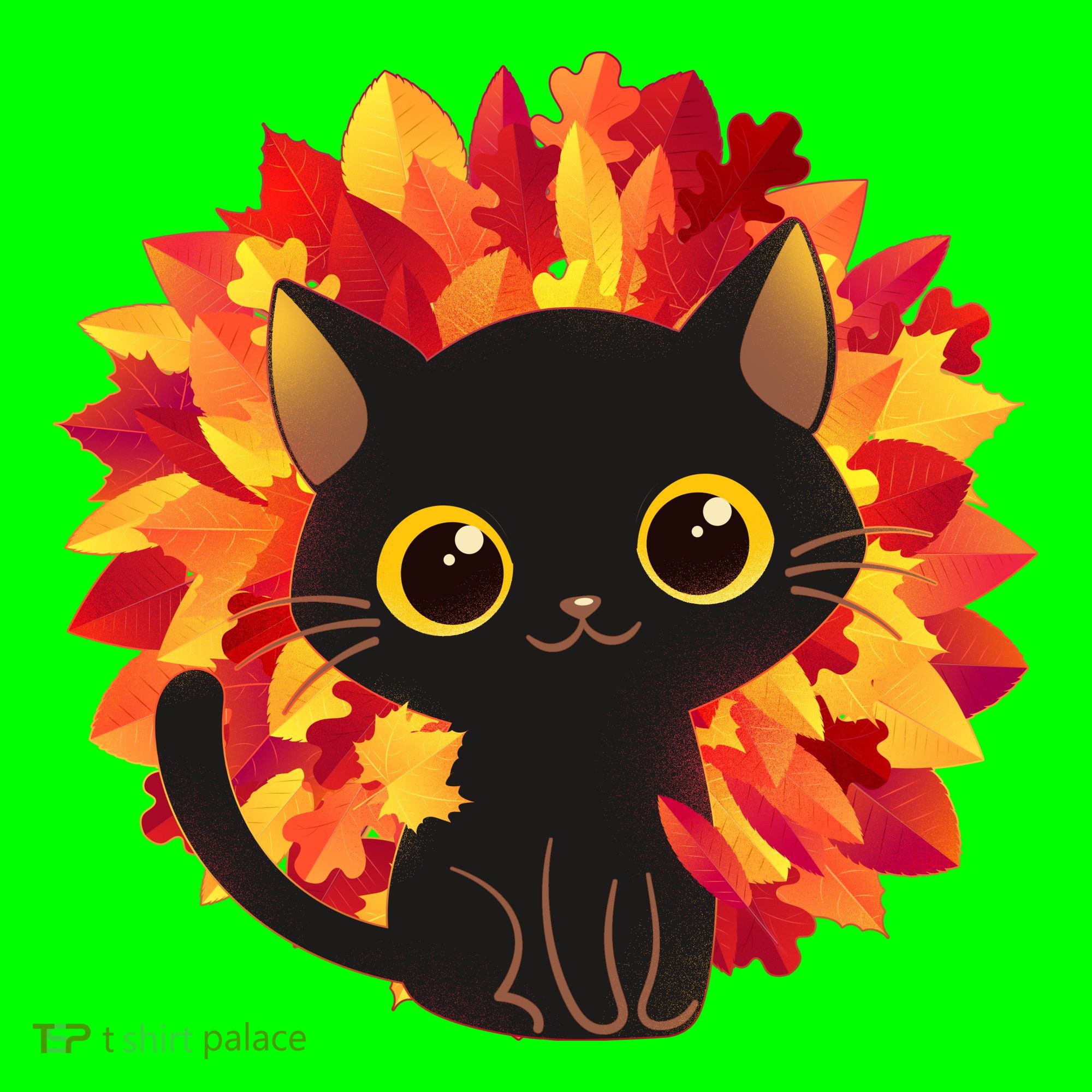 Cute Autumn Fall Black Cat Button