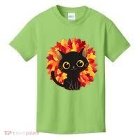 Cute Autumn Fall Black Cat Kids T-Shirt thumb 0