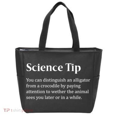 Crocodile Alligator Funny Science Tip Tote Bag