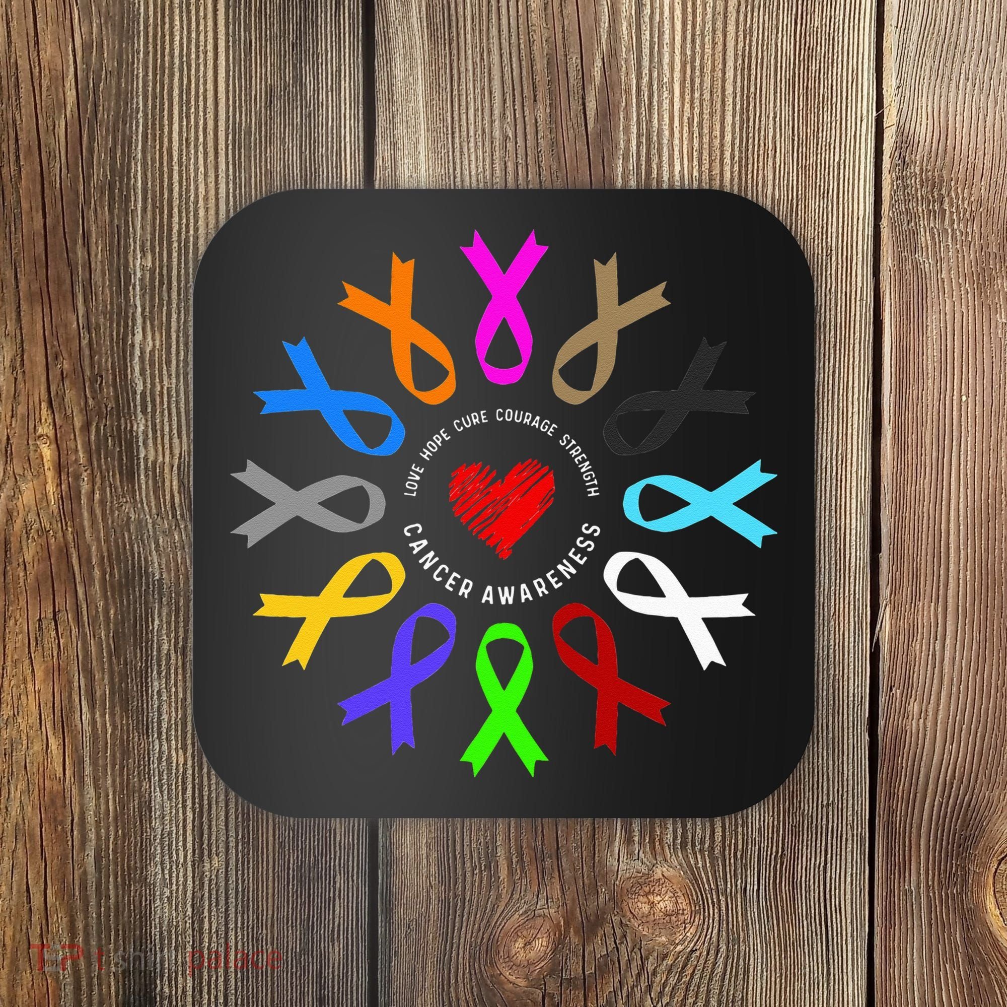 Cancer Awareness Fight Cancer Ribbon Coaster