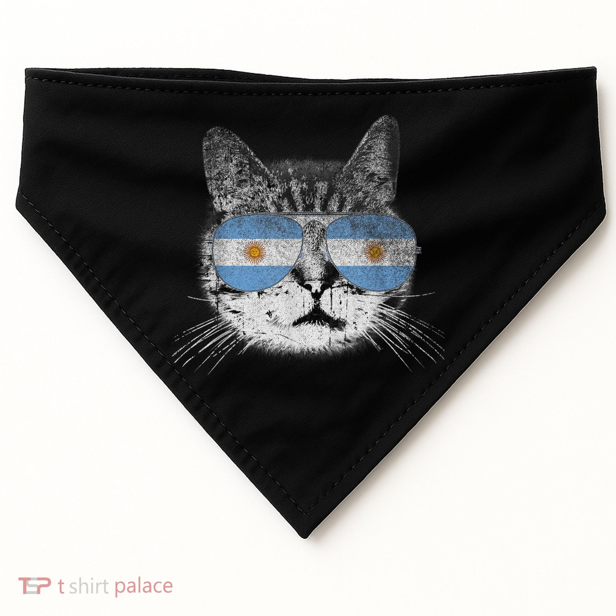 Cat Argentina Flag Country Retro Funny Gift USA-Made Doggie Bandana