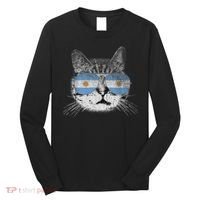 Cat Argentina Flag Country Retro Funny Gift Long Sleeve Shirt thumb 0