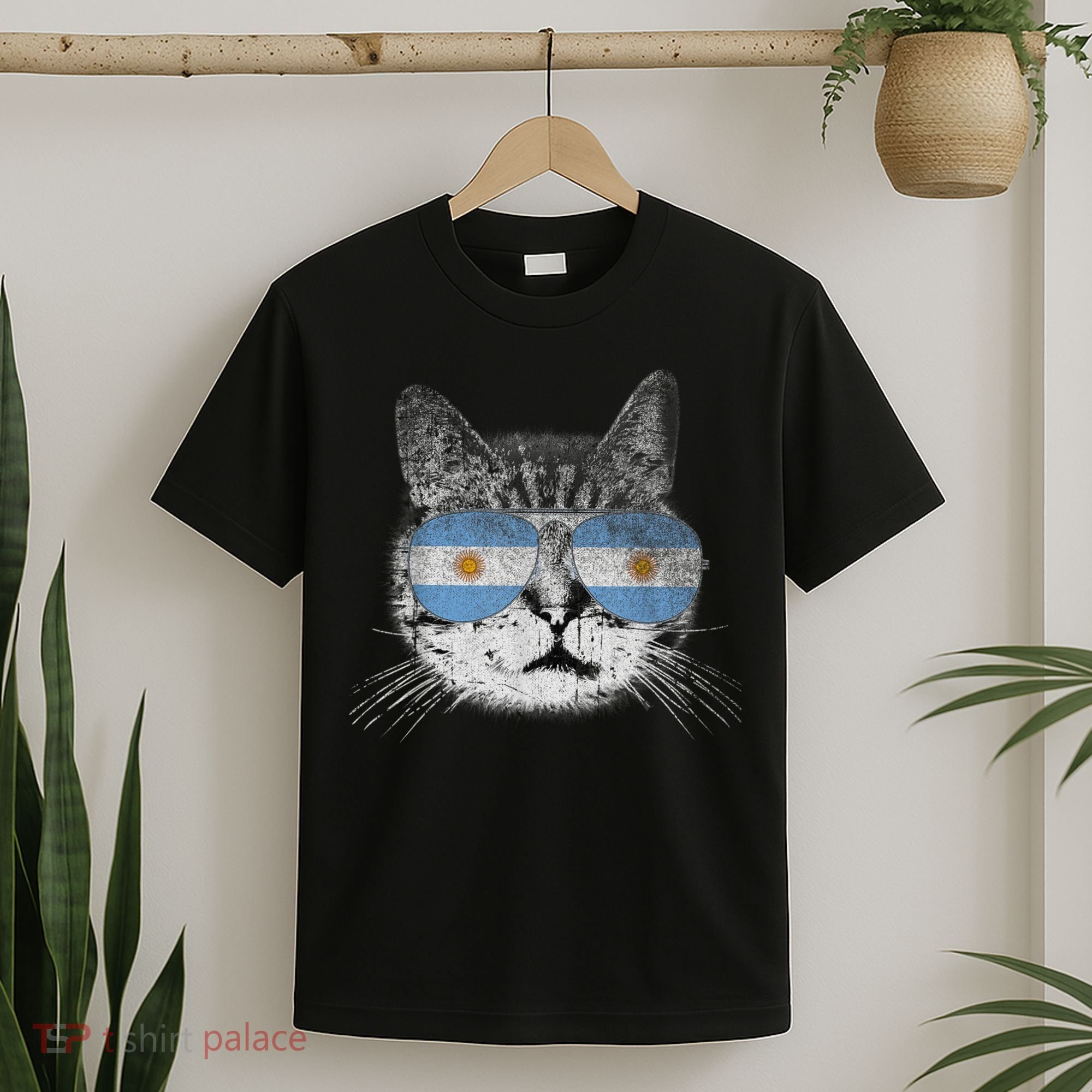 Cat Argentina Flag Country Retro Funny Gift T-Shirt