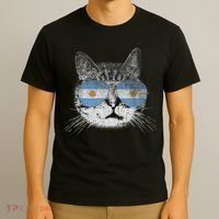 Cat Argentina Flag Country Retro Funny Gift T-Shirt thumb 3