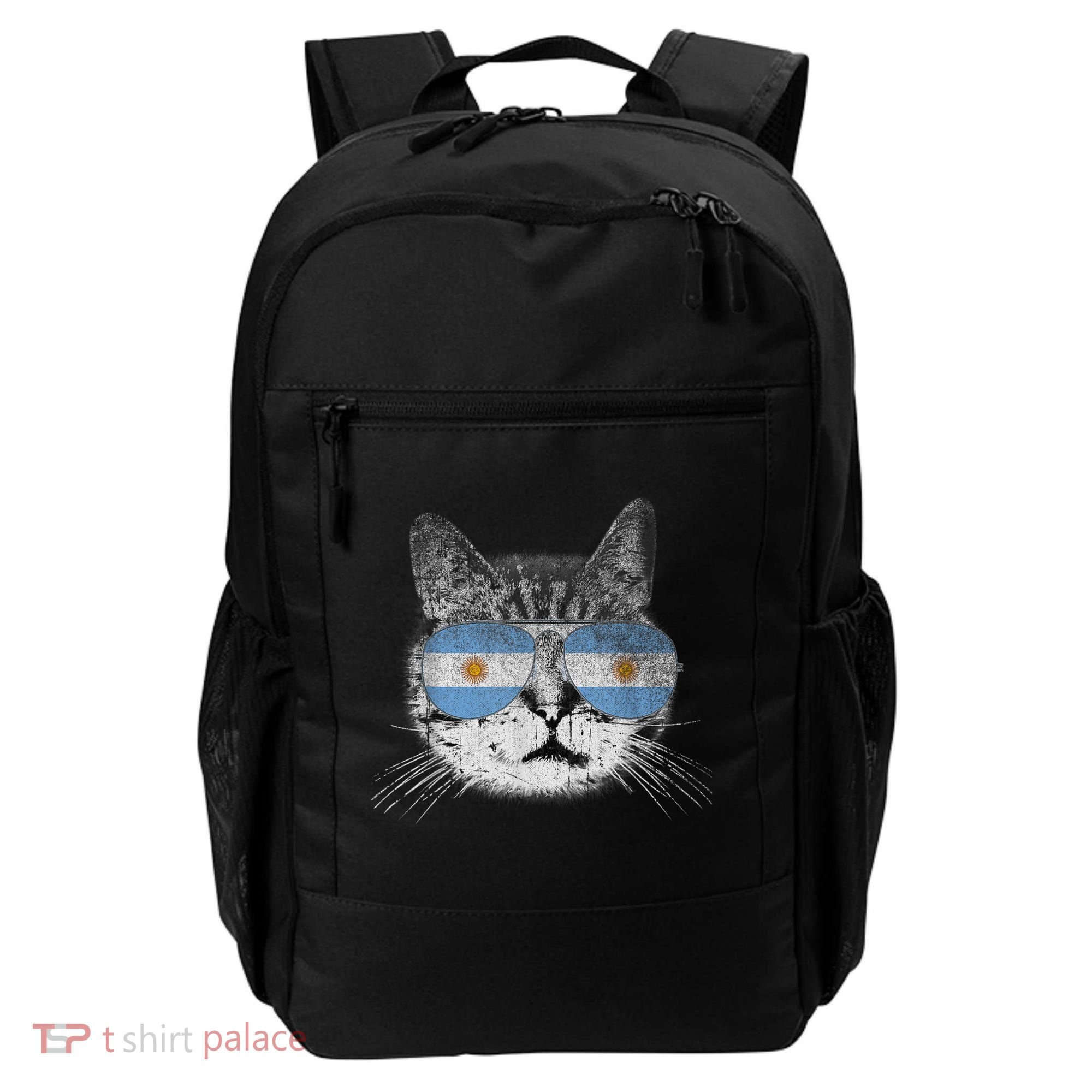 Cat Argentina Flag Country Retro Funny Gift Backpack