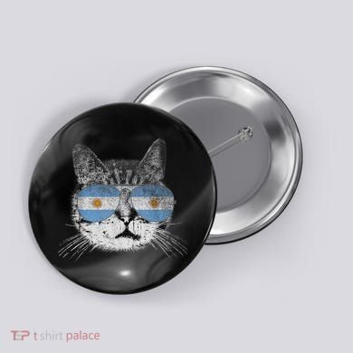 Cat Argentina Flag Country Retro Funny Gift Button